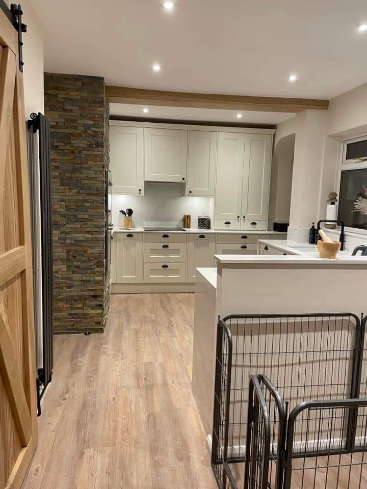 Blue kitchen island