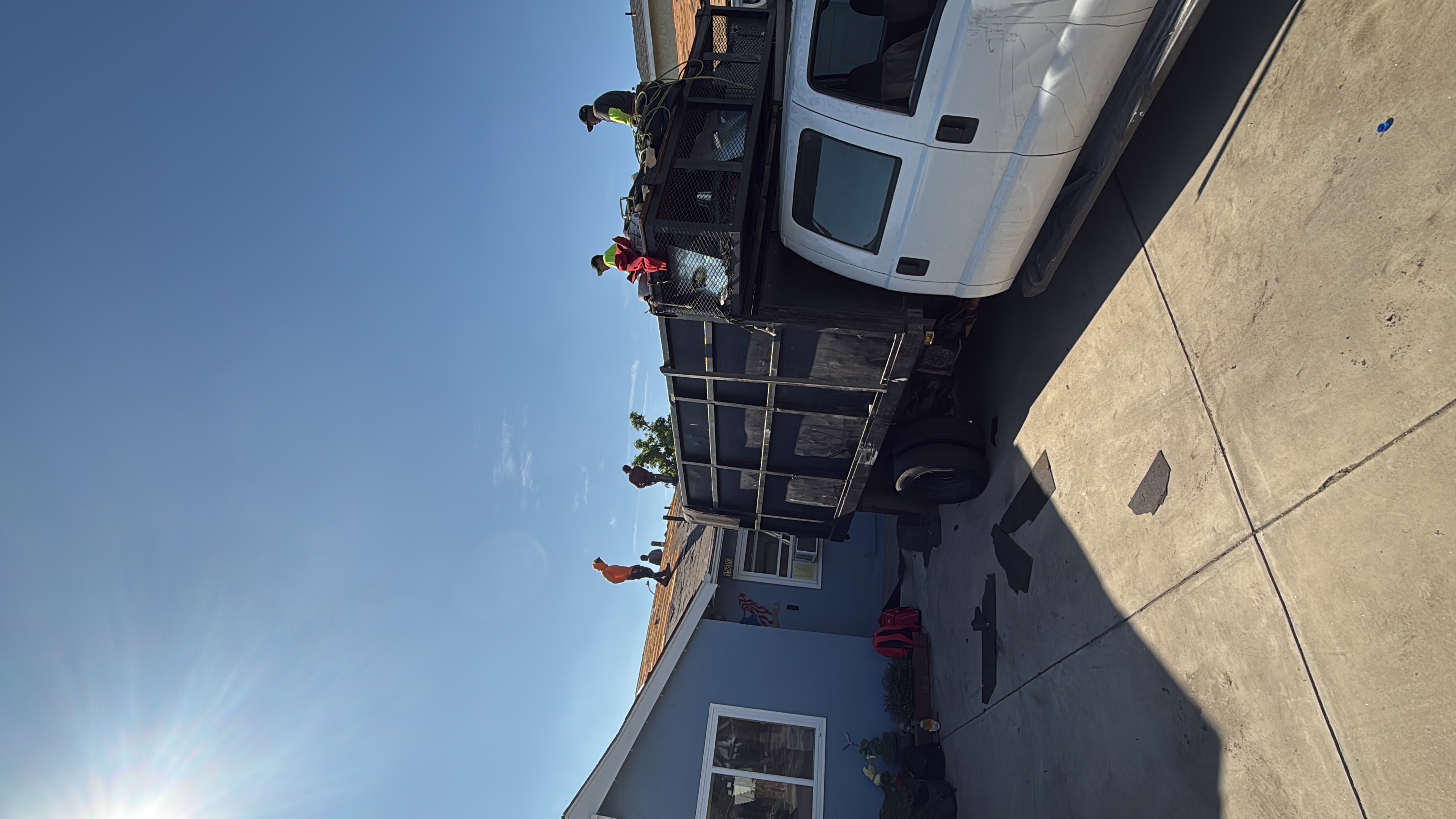 Roofing crew on job site