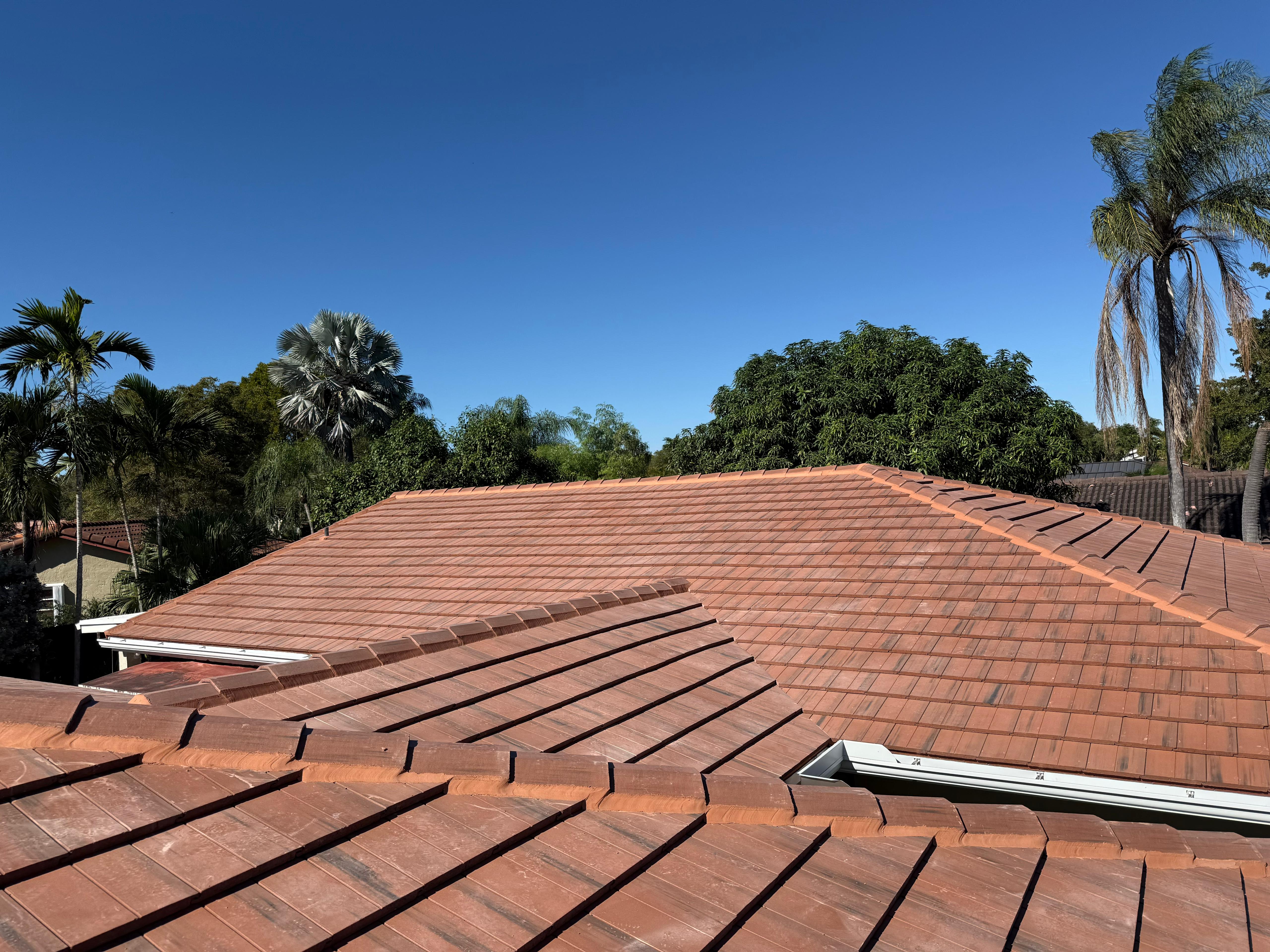 Clay tile roof close up Miami