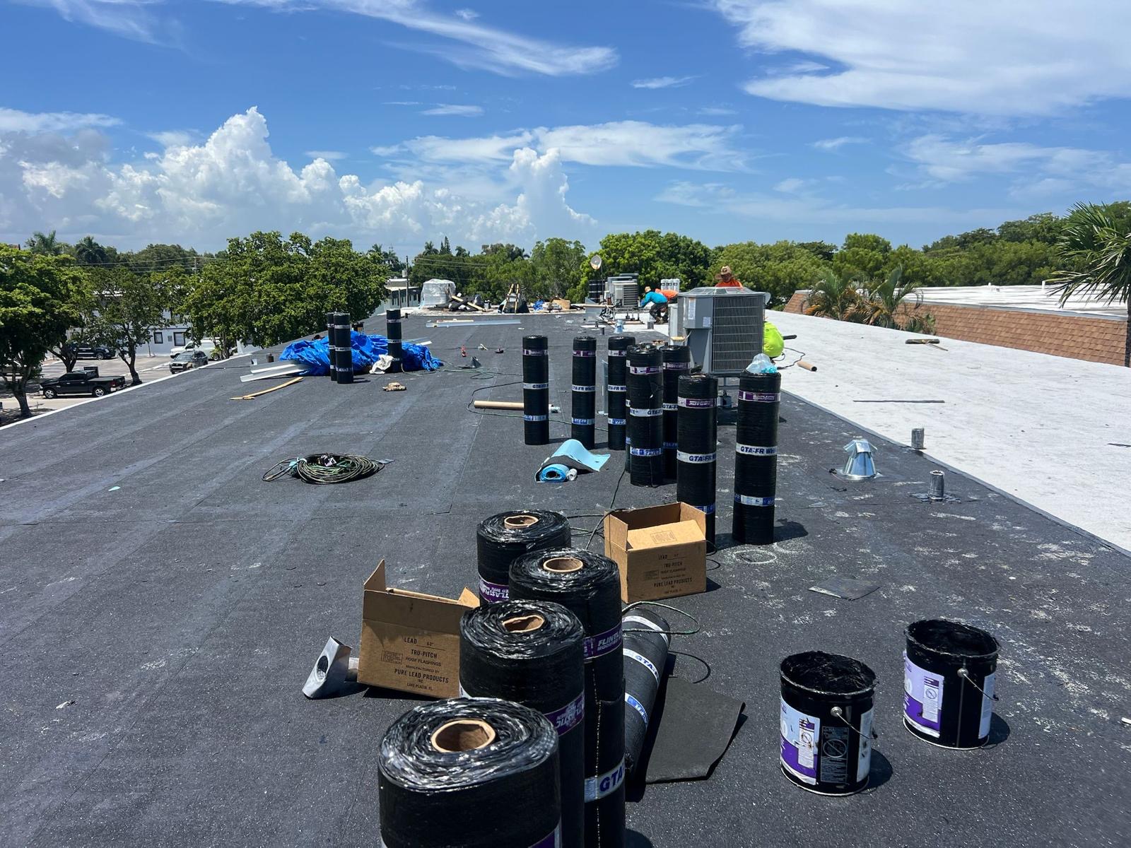 Commercial flat roof installation