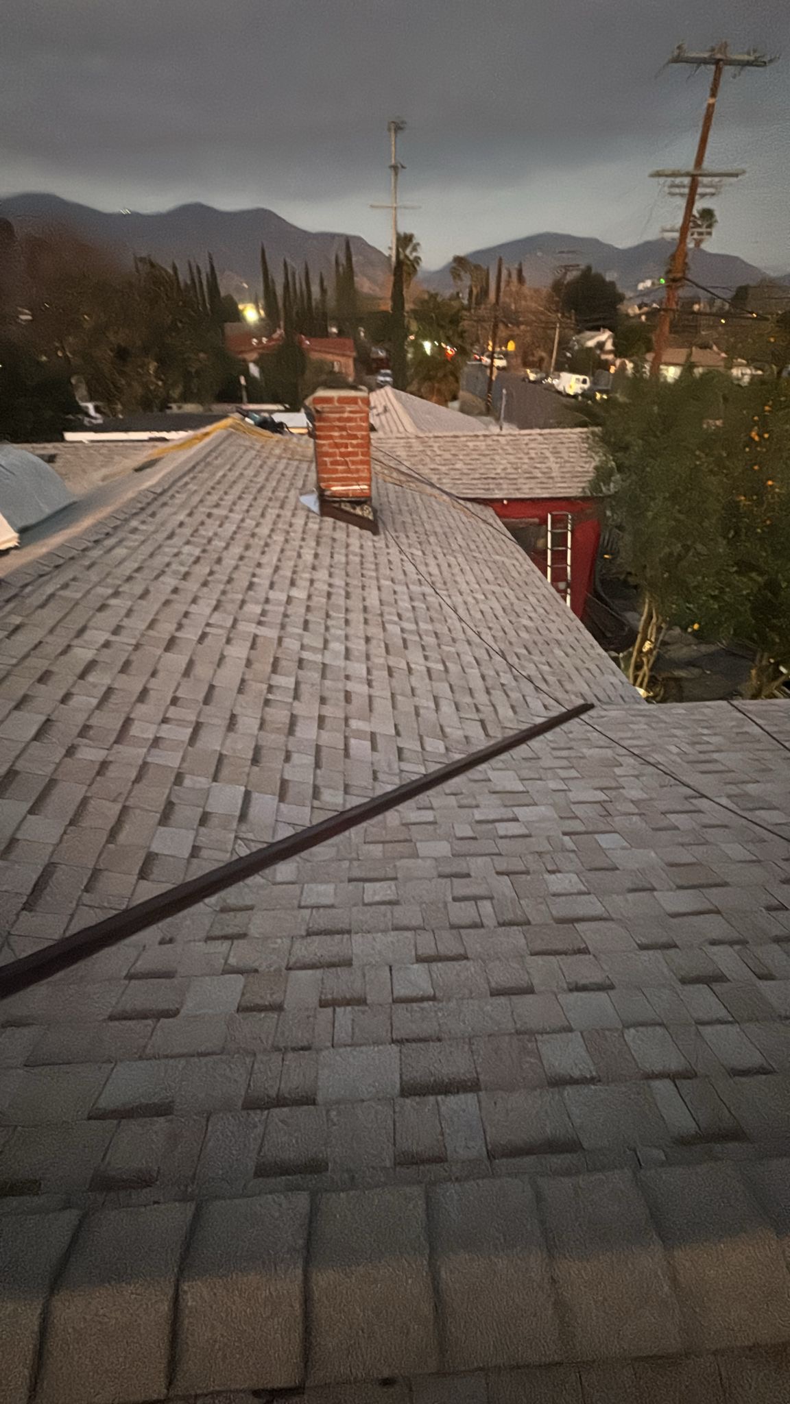 Completed terracotta clay tile roof drone view